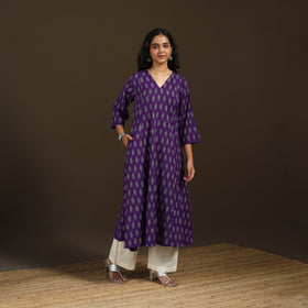 Pochampally Ikat Cotton A-Line Long Kurta for Women 13