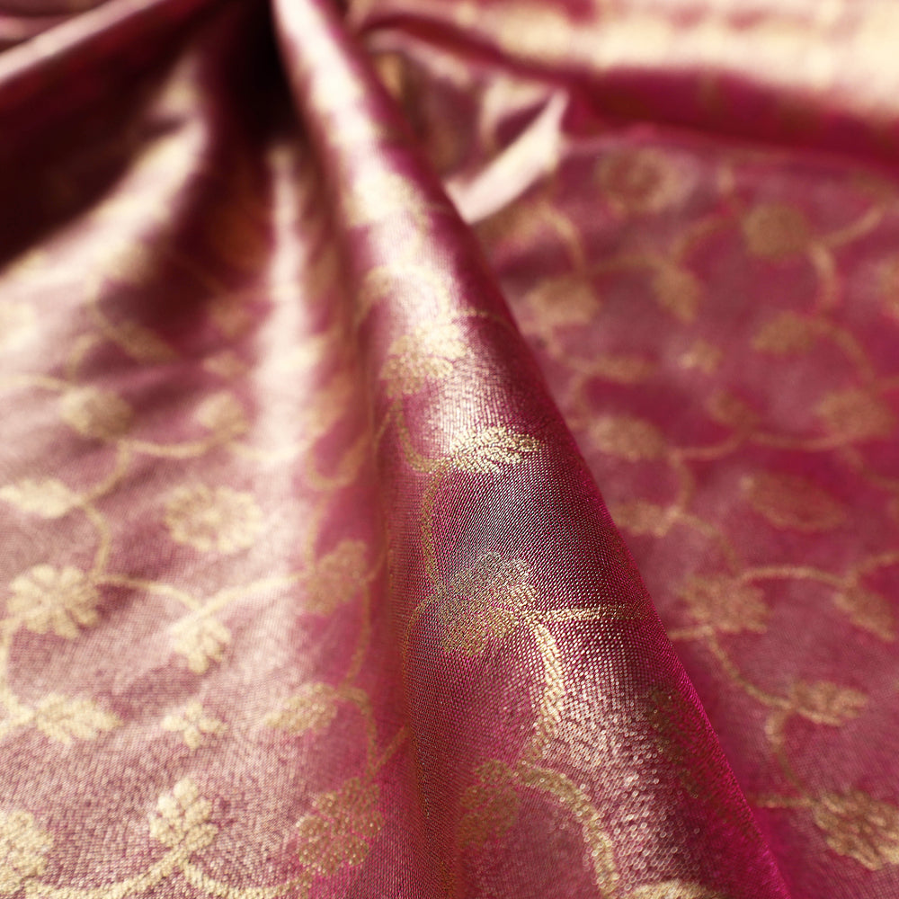 Pink - Tissue Zari Jaal Cutwork Banarasi Silk Fabric 10