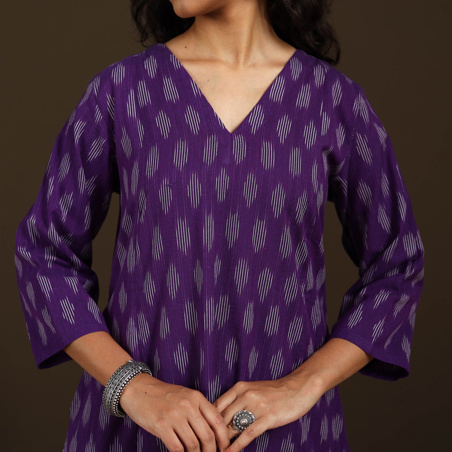 Pochampally Ikat Cotton A-Line Long Kurta for Women 13