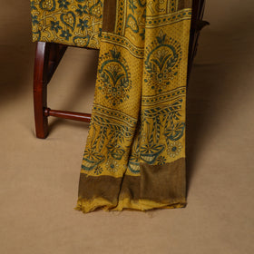 Woolen Ajrakh Hand Block Print Unstitched Dress Material: Kurta, Bottom with Dupatta 40