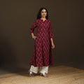 Pochampally Ikat Cotton A-Line Long Kurta for Women 01