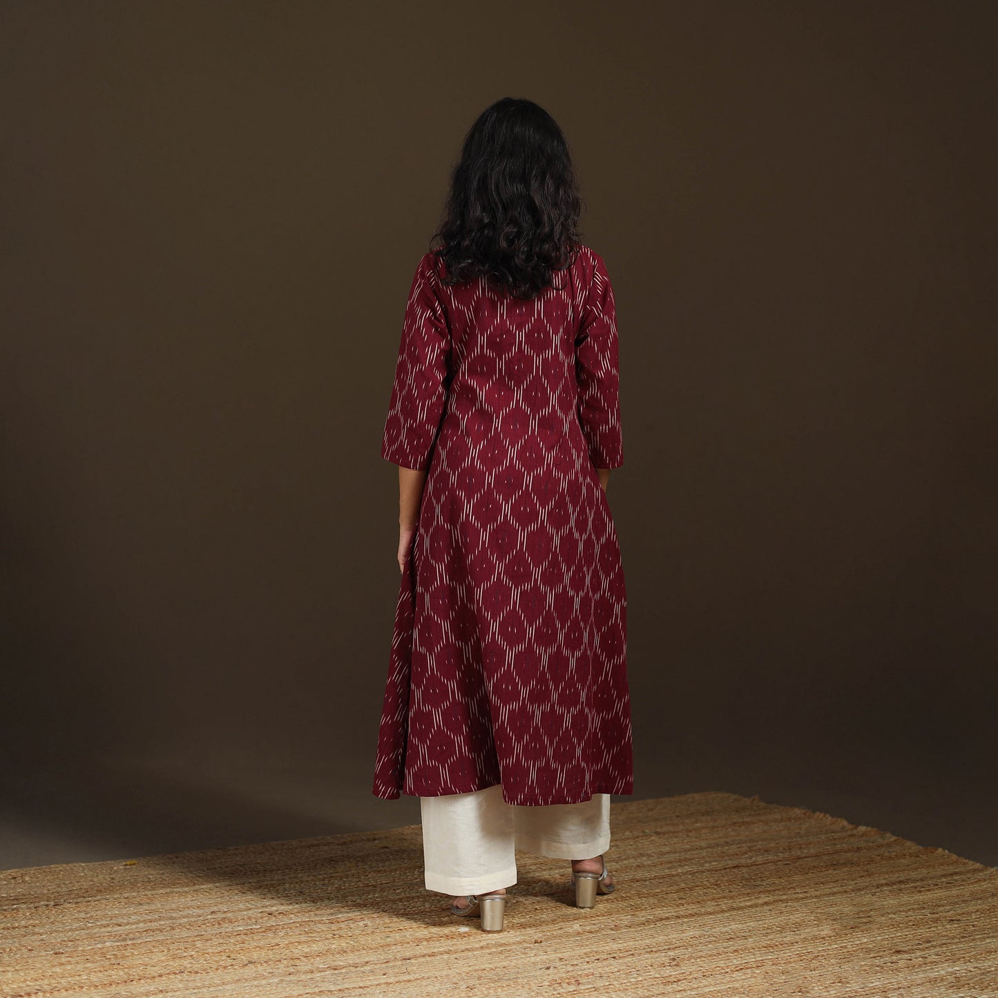 Pochampally Ikat Cotton A-Line Long Kurta for Women 01