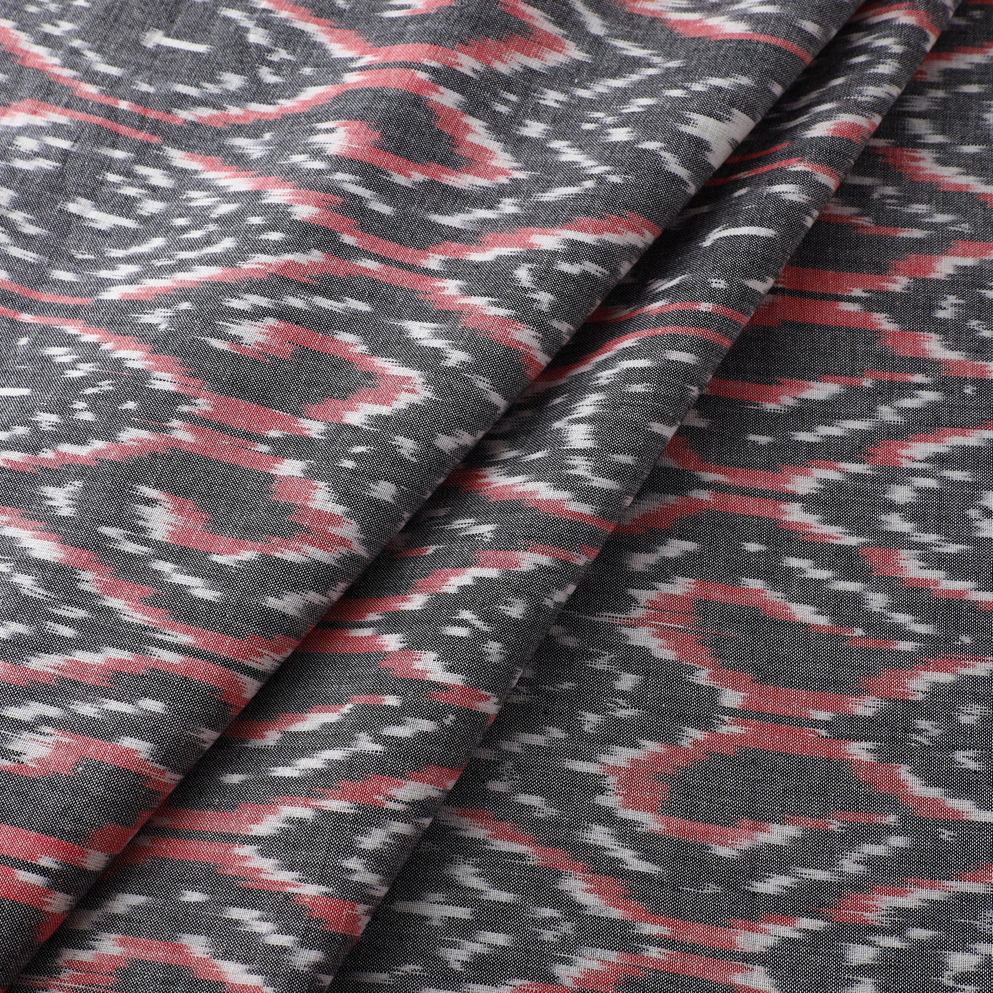 Black - Pure Cotton Pochampally Ikat Fabric 05