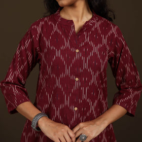 Pochampally Ikat Cotton A-Line Long Kurta for Women 01