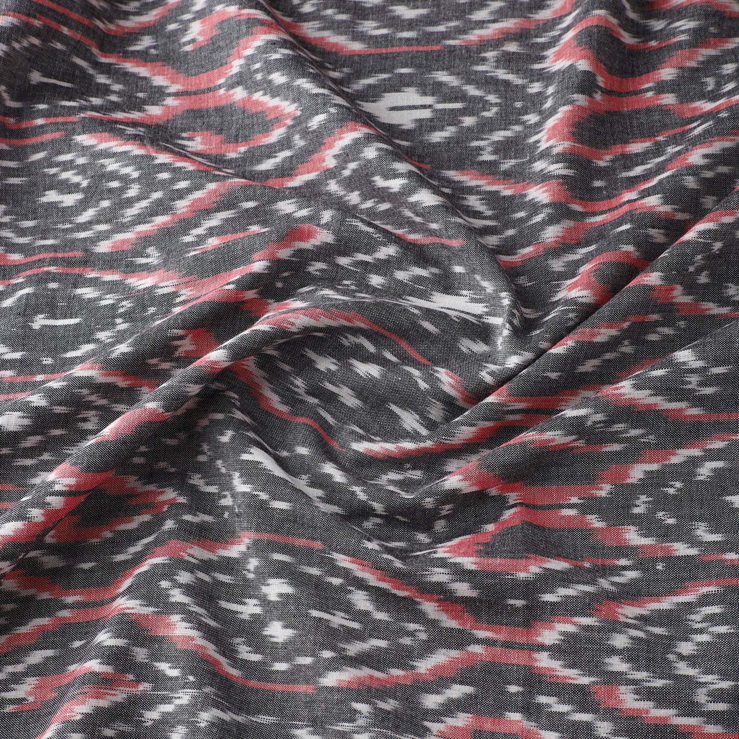 Black - Pure Cotton Pochampally Ikat Fabric 05