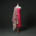 Pochampally Ikat Cotton Unstitched Dress Material: Kurta & Dupatta with Jewellery 23