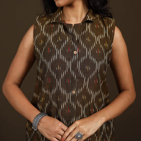 Pochampally Ikat Cotton Sleeveless Straight Long Kurta for Women 48