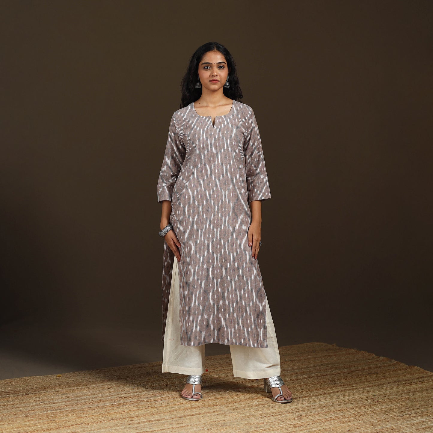 Pochampally Ikat Cotton Straight Long Kurta for Women 17
