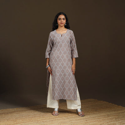 Pochampally Ikat Cotton Straight Long Kurta for Women 17