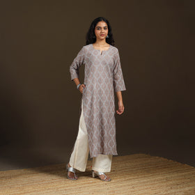 Pochampally Ikat Cotton Straight Long Kurta for Women 17
