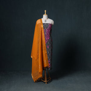 Lucknowi Chikankari Hand Work Unstitched Dress Material: Kurta & Dupatta with Jewellery 60