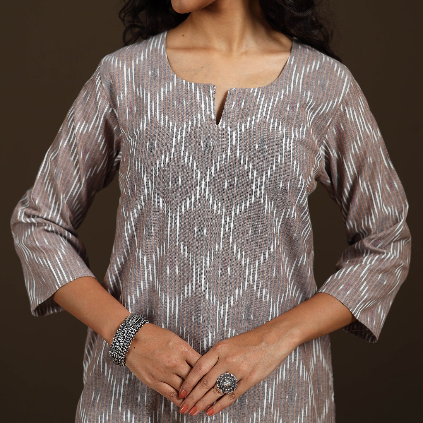 Pochampally Ikat Cotton Straight Long Kurta for Women 17