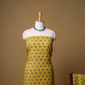 Woolen Ajrakh Hand Block Print Unstitched Dress Material: Kurta, Bottom with Dupatta 44