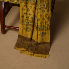 Woolen Ajrakh Hand Block Print Unstitched Dress Material: Kurta, Bottom with Dupatta 44