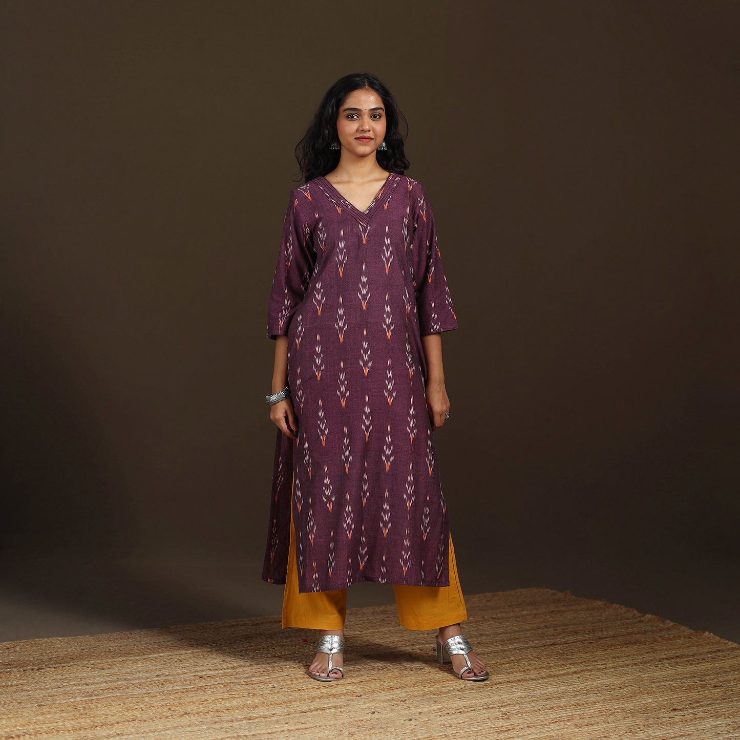 Pochampally Ikat Cotton Straight Long Kurta for Women 24
