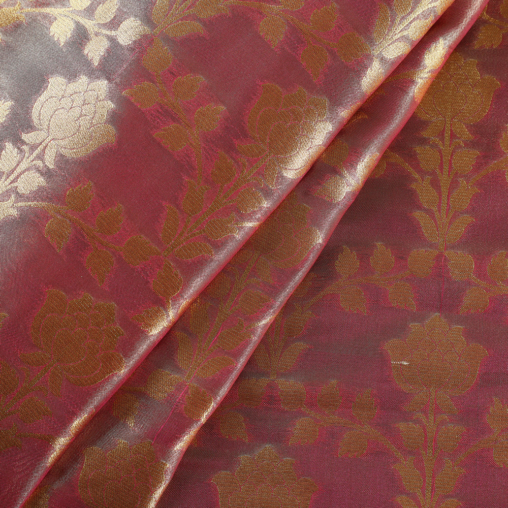 Red - Tissue Zari Jaal Cutwork Banarasi Silk Fabric 08