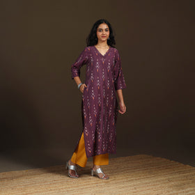 Pochampally Ikat Cotton Straight Long Kurta for Women 24