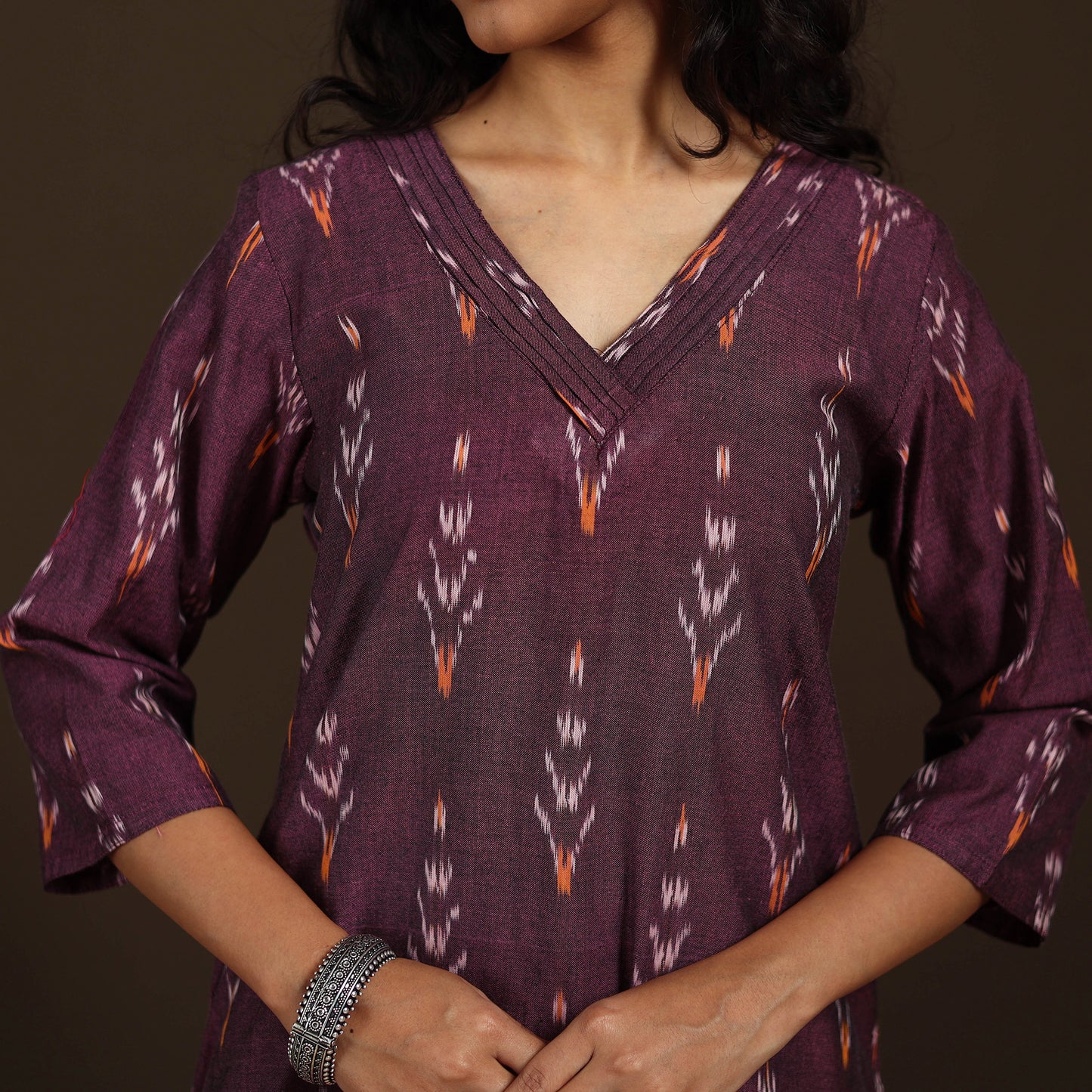 Pochampally Ikat Cotton Straight Long Kurta for Women 24