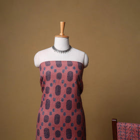 Woolen Ajrakh Hand Block Print Unstitched Dress Material: Kurta, Bottom with Dupatta 45