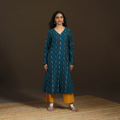 Pochampally Ikat Cotton A-Line Long Kurta for Women 11
