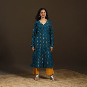 Pochampally Ikat Cotton A-Line Long Kurta for Women 11