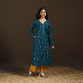 Pochampally Ikat Cotton A-Line Long Kurta for Women 11