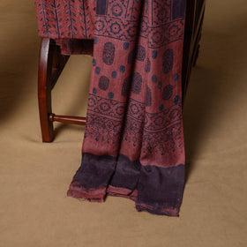 Woolen Ajrakh Hand Block Print Unstitched Dress Material: Kurta, Bottom with Dupatta 45