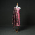 Pochampally Ikat Cotton Unstitched Dress Material: Kurta & Dupatta with Jewellery 25