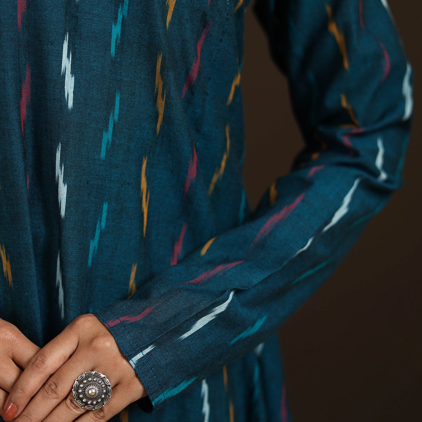 Pochampally Ikat Cotton A-Line Long Kurta for Women 11