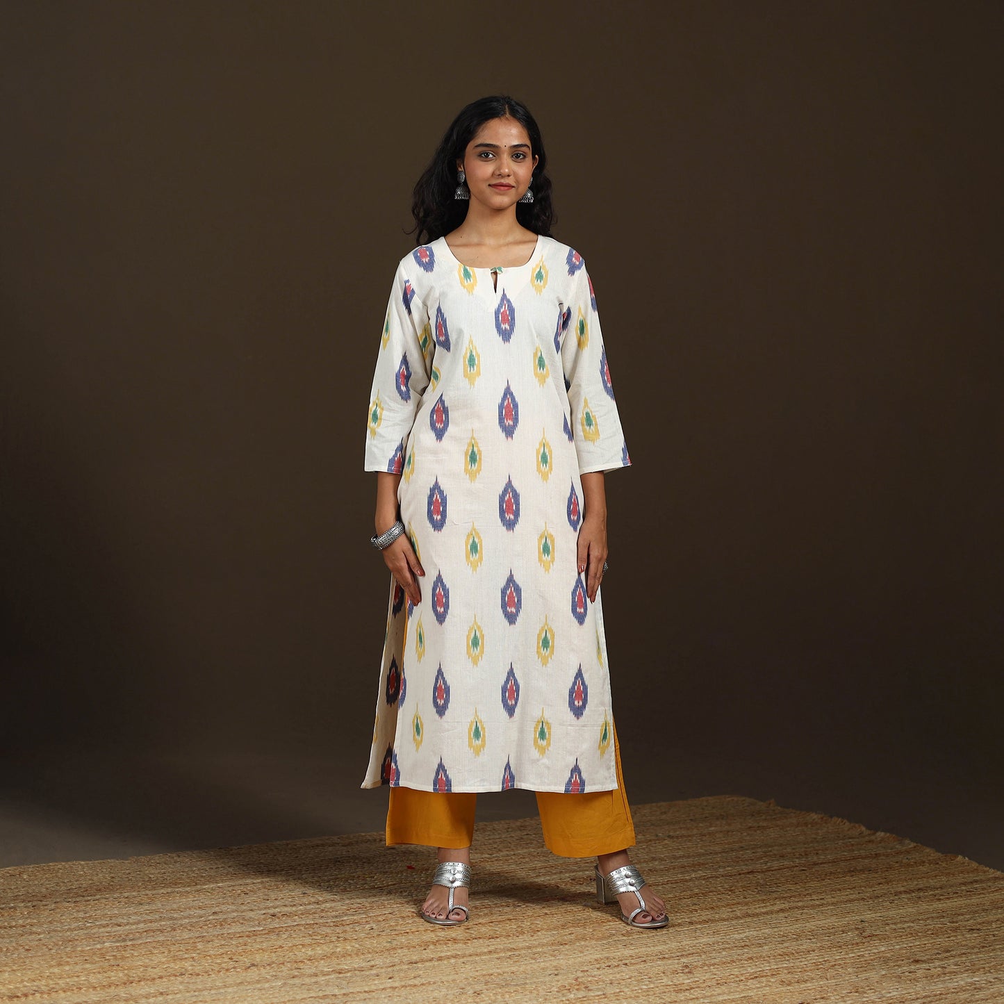 Pochampally Ikat Cotton Straight Long Kurta for Women 37
