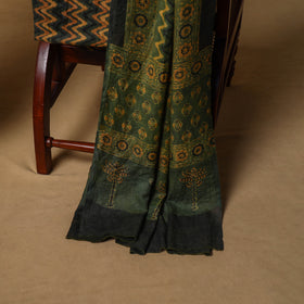 Woolen Ajrakh Hand Block Print Unstitched Dress Material: Kurta, Bottom with Dupatta 46