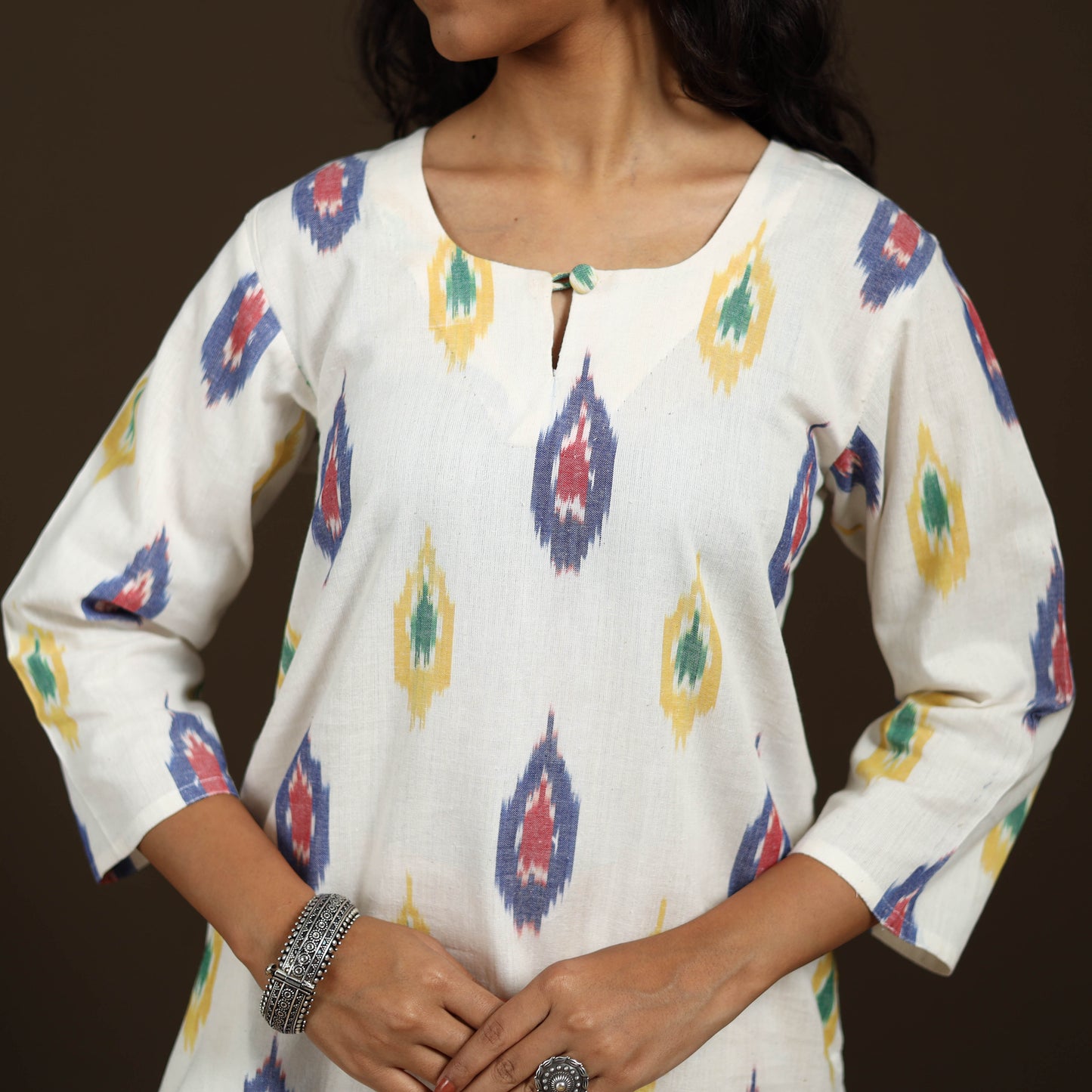 Pochampally Ikat Cotton Straight Long Kurta for Women 37