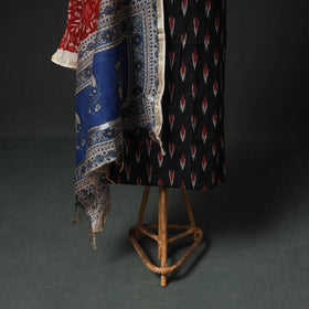 Pochampally Ikat Cotton Unstitched Dress Material: Kurta & Dupatta with Jewellery 26