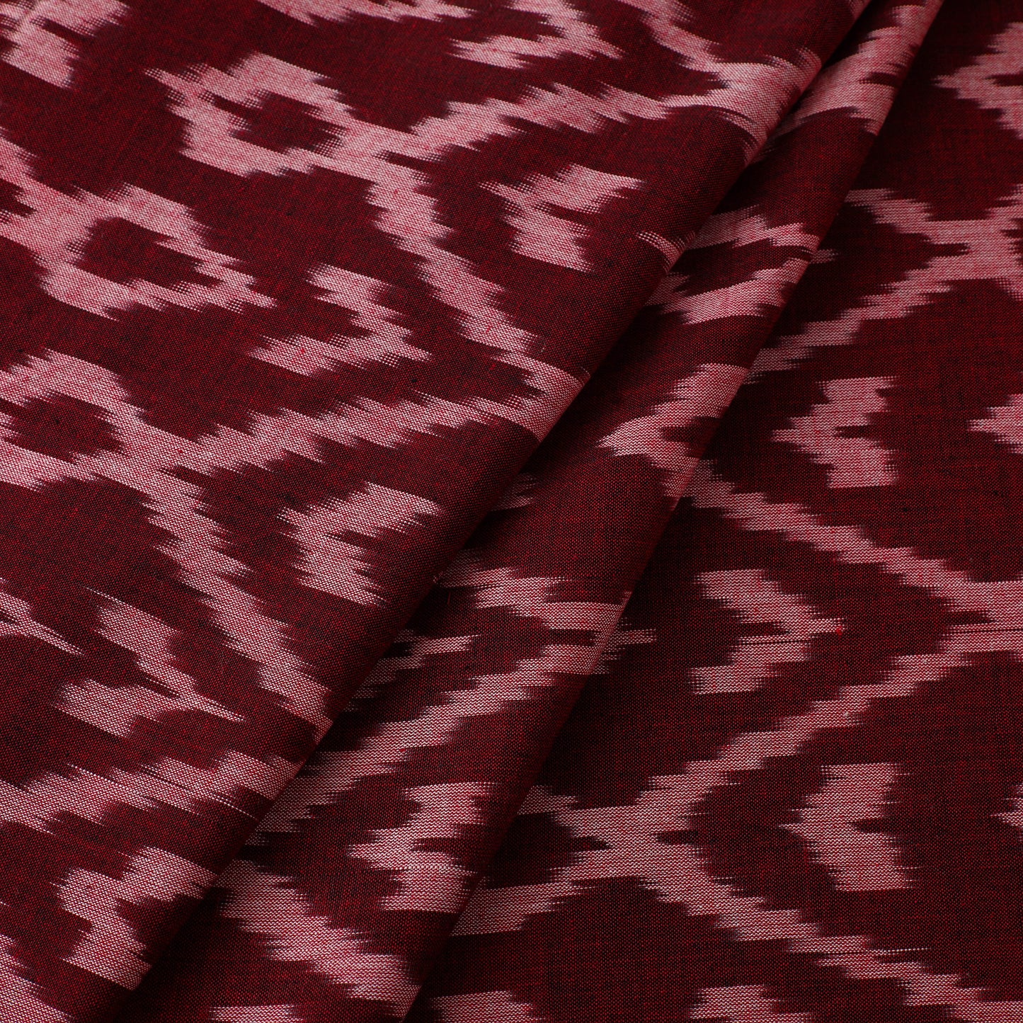 Maroon - Pure Cotton Pochampally Ikat Fabric 13