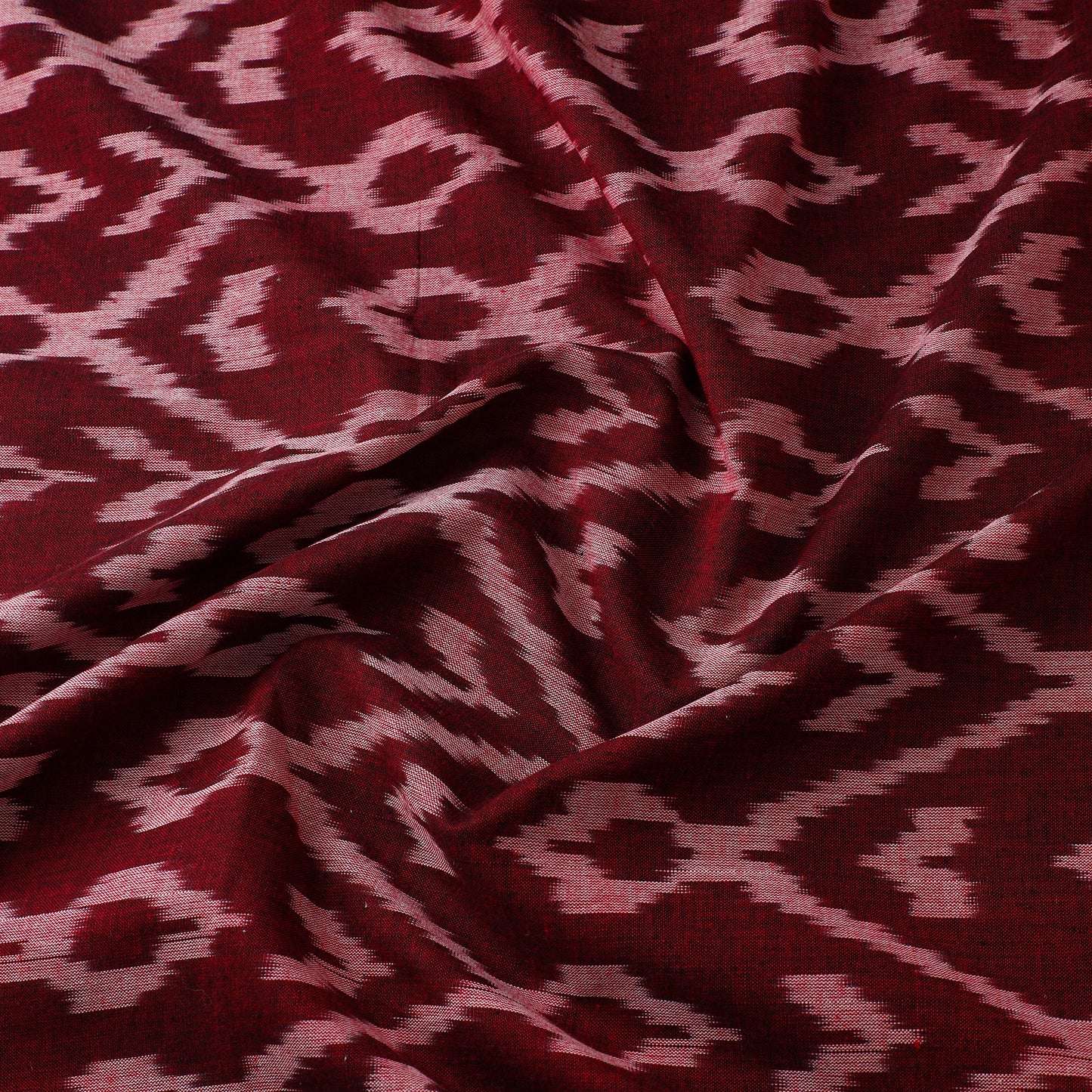 Maroon - Pure Cotton Pochampally Ikat Fabric 13