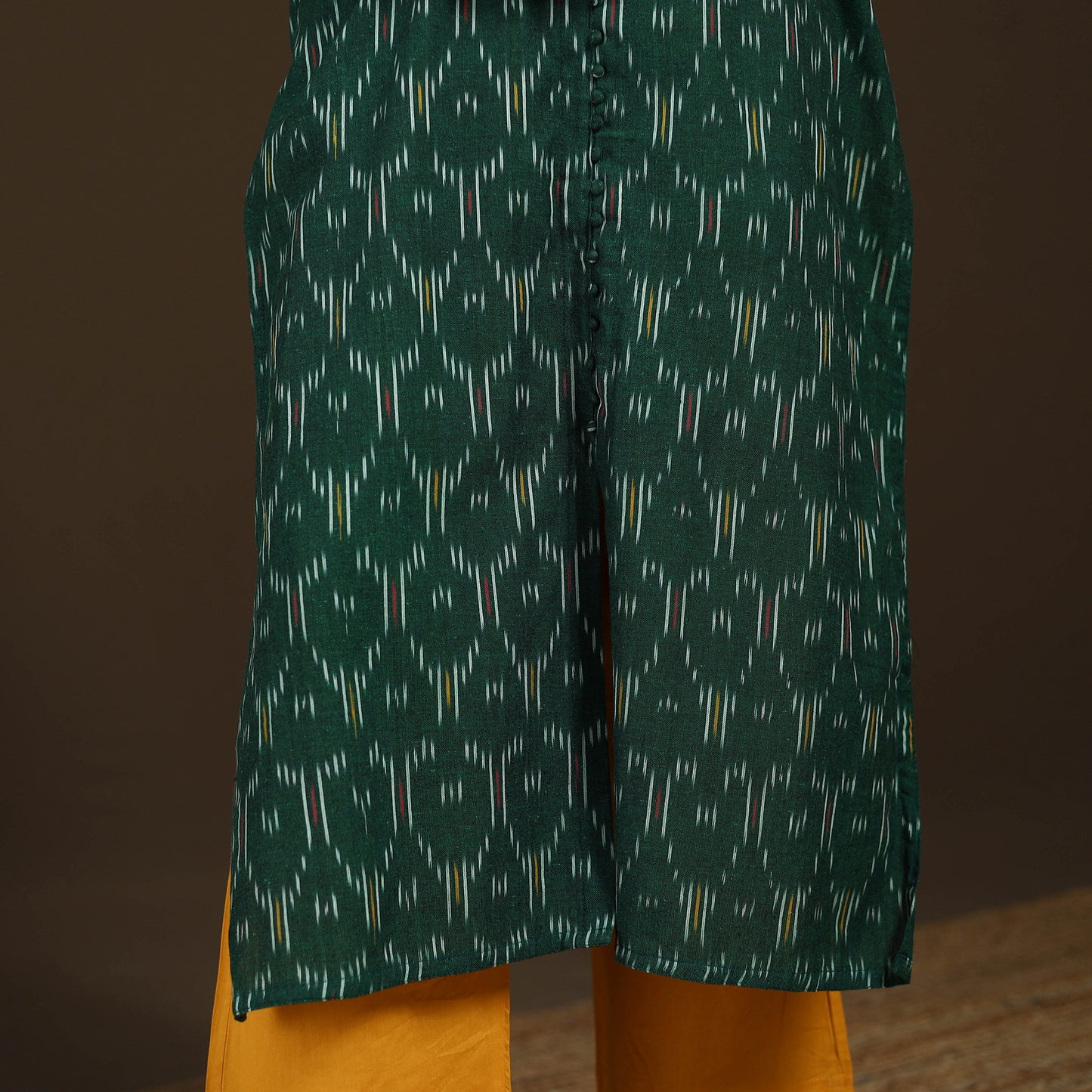 Pochampally Ikat Cotton Sleeveless Straight Long Kurta for Women 39