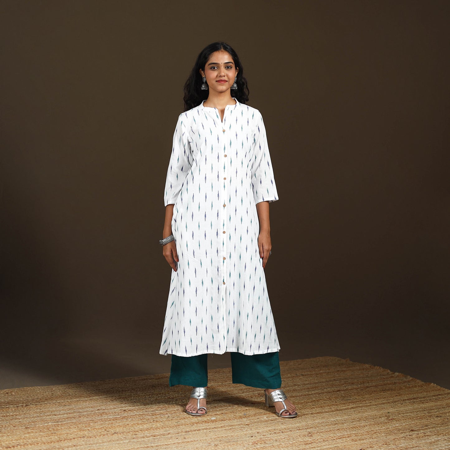 Pochampally Ikat Cotton A-Line Long Kurta for Women 02
