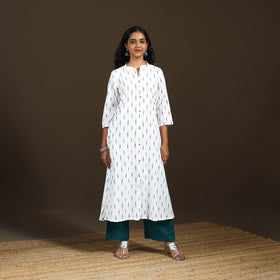 Pochampally Ikat Cotton A-Line Long Kurta for Women 02