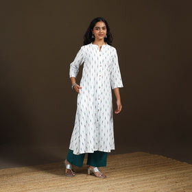 Pochampally Ikat Cotton A-Line Long Kurta for Women 02