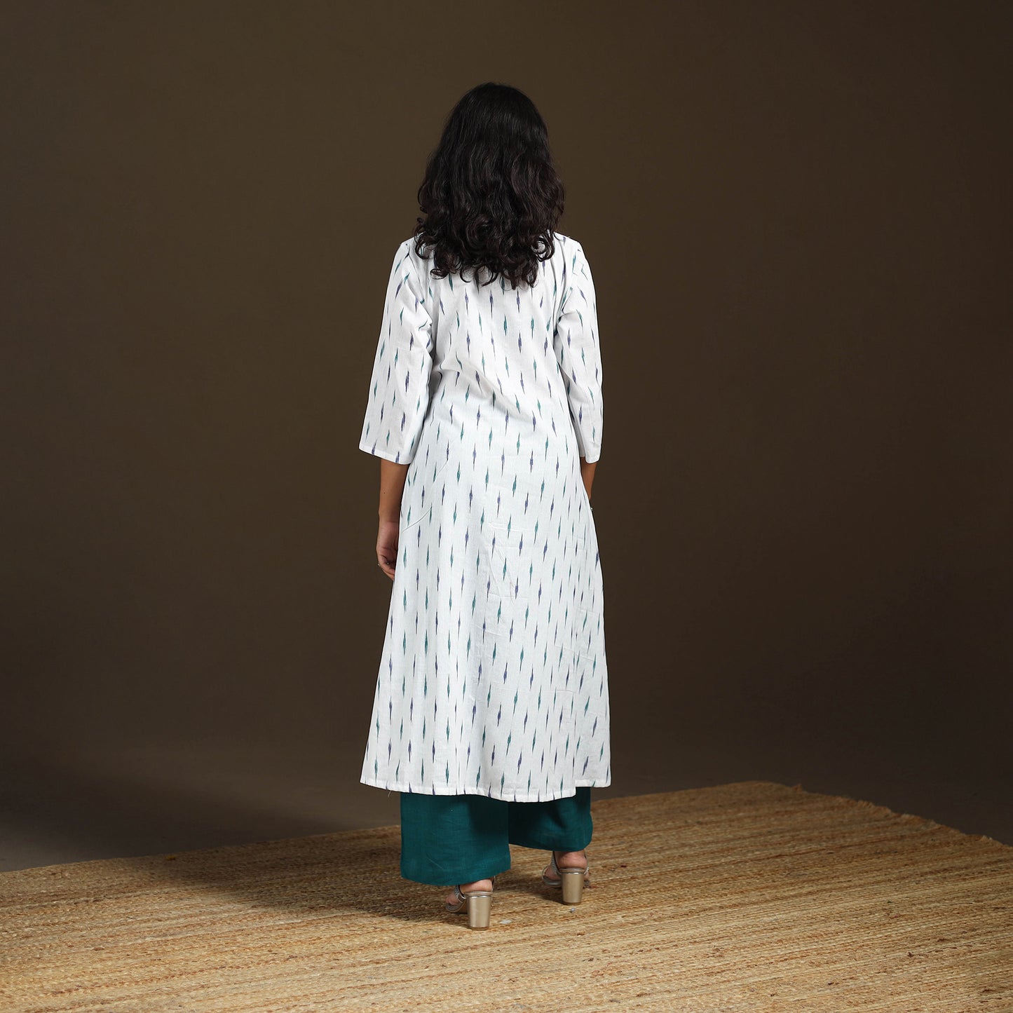 Pochampally Ikat Cotton A-Line Long Kurta for Women 02