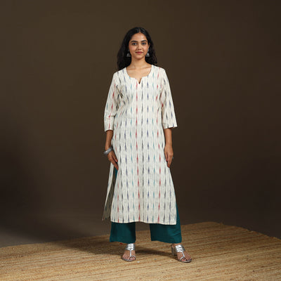 Pochampally Ikat Cotton Straight Long Kurta for Women 16