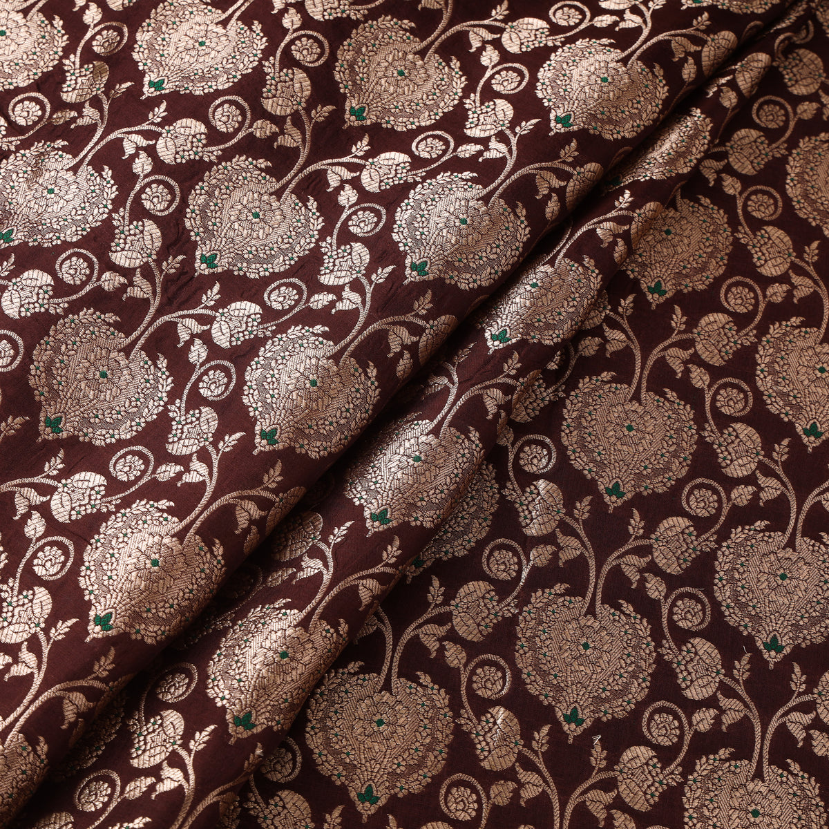 Pure Handwoven Katan Silk Meena Zari Jaal Brocade Banarasi Fabric 02