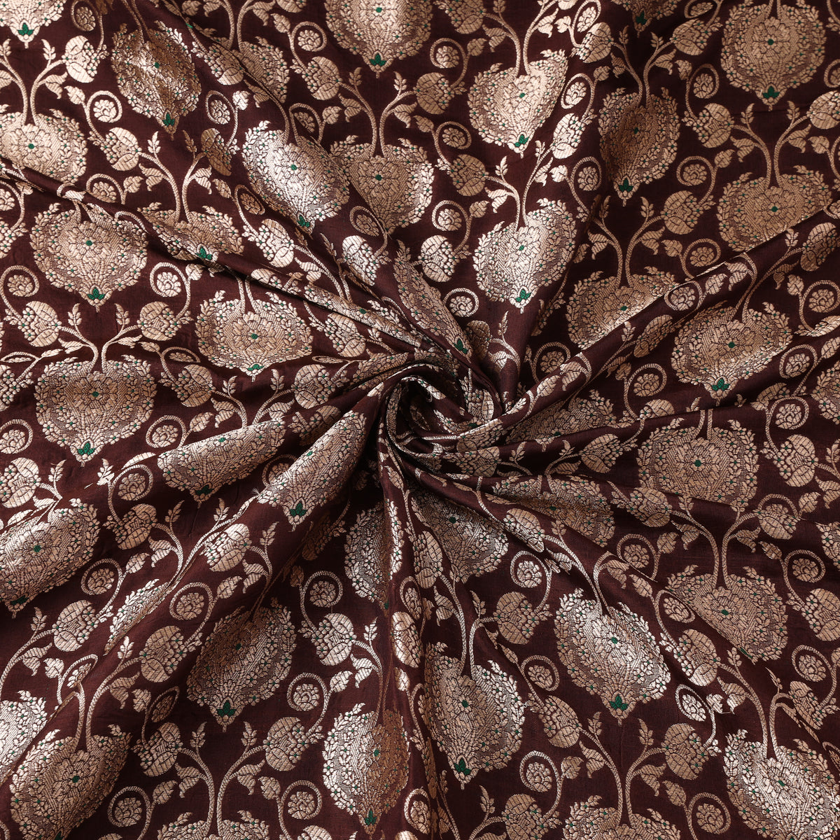 Pure Handwoven Katan Silk Meena Zari Jaal Brocade Banarasi Fabric 02