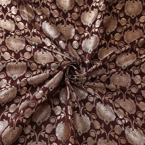 Pure Handwoven Katan Silk Meena Zari Jaal Brocade Banarasi Fabric 02