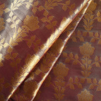 Maroon - Tissue Zari Jaal Cutwork Banarasi Silk Fabric 11