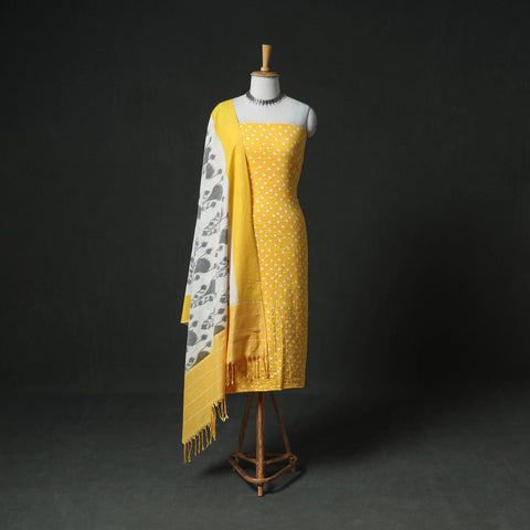 Bandhani cotton unstitched dress material: kurta & dupatta