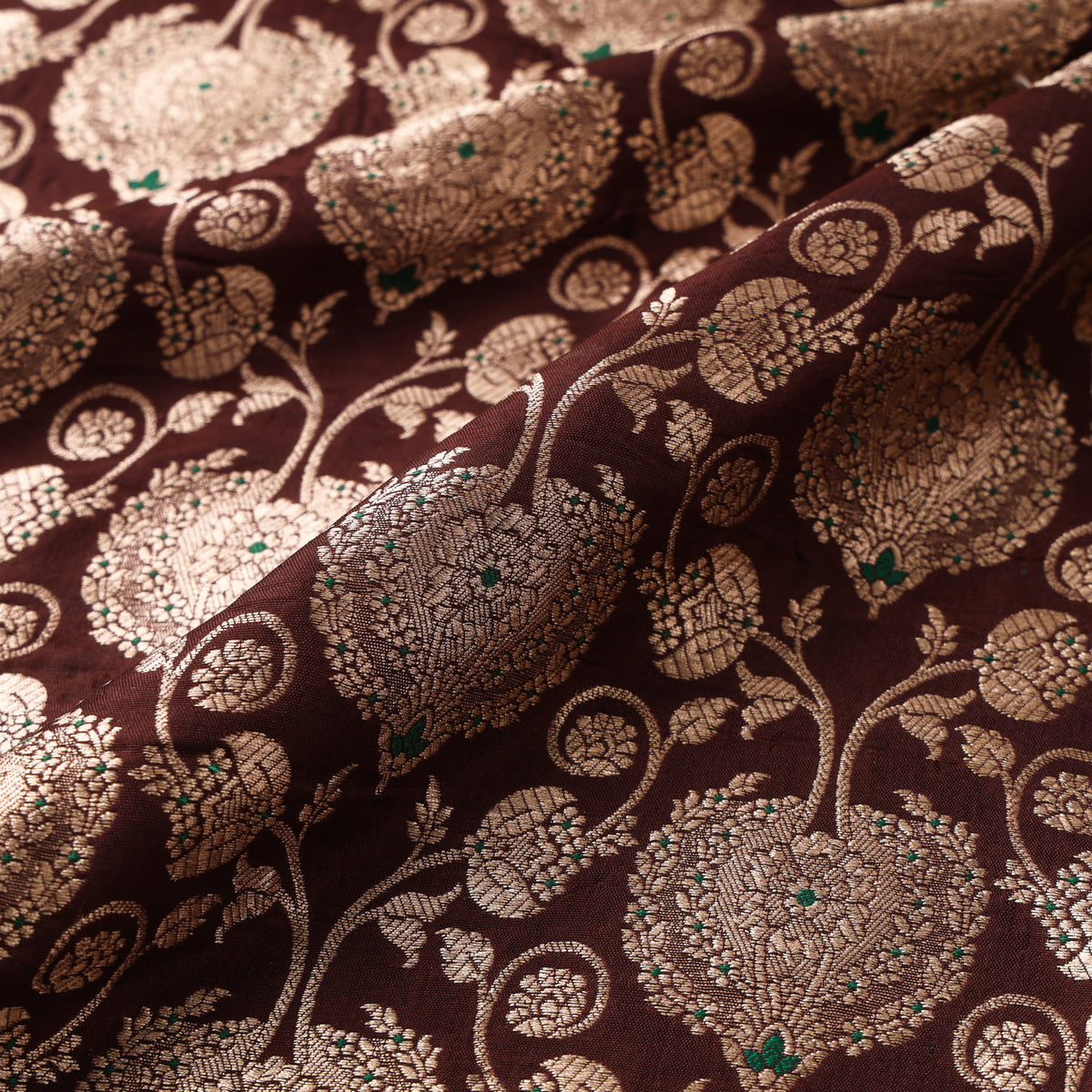 Pure Handwoven Katan Silk Meena Zari Jaal Brocade Banarasi Fabric 02