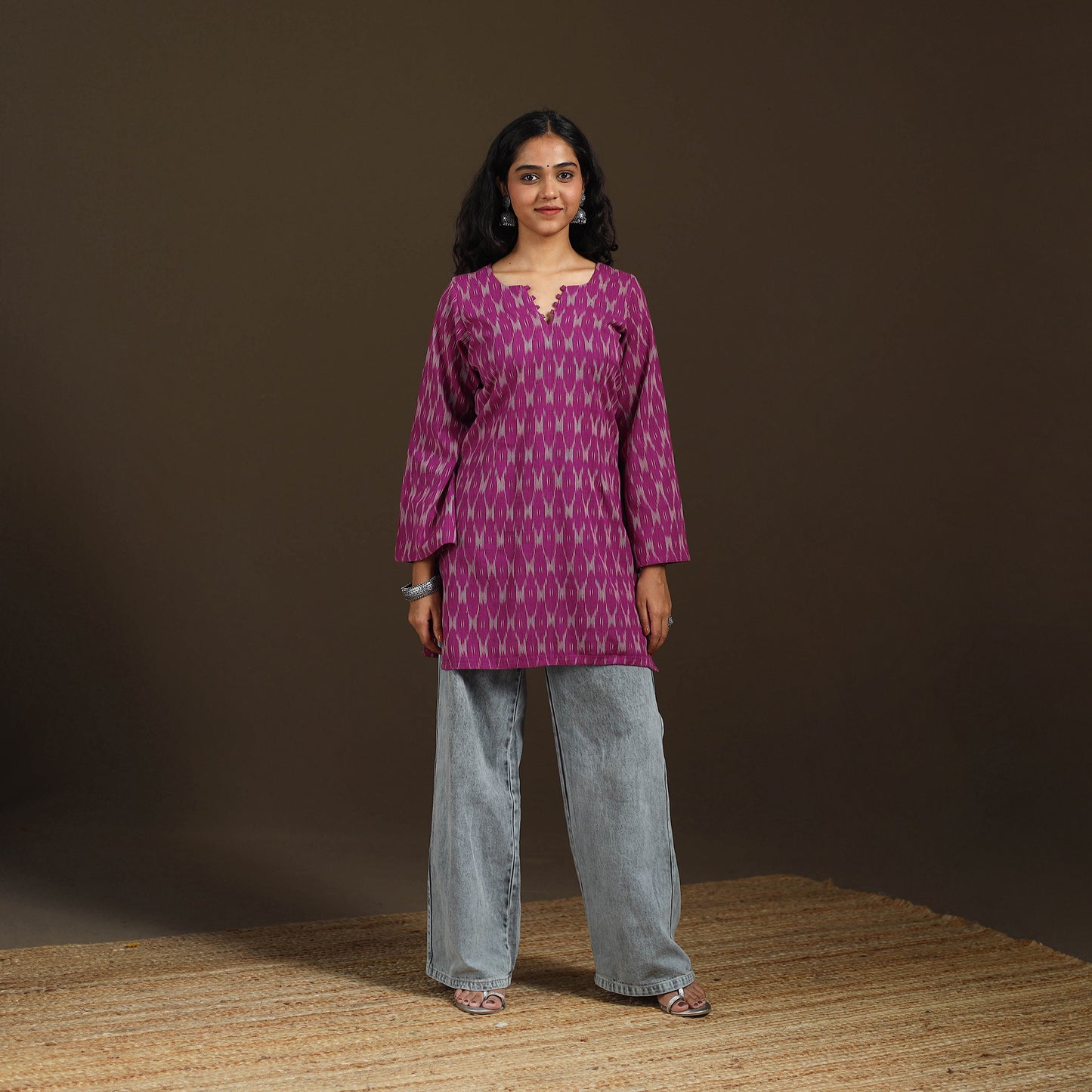Pochampally Ikat Cotton Short Kurta for Women 62