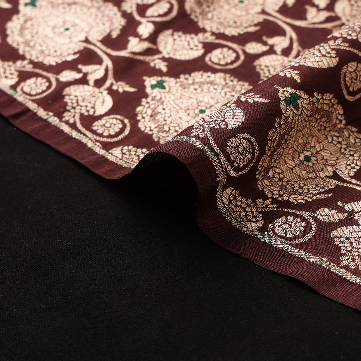 Pure Handwoven Katan Silk Meena Zari Jaal Brocade Banarasi Fabric 02
