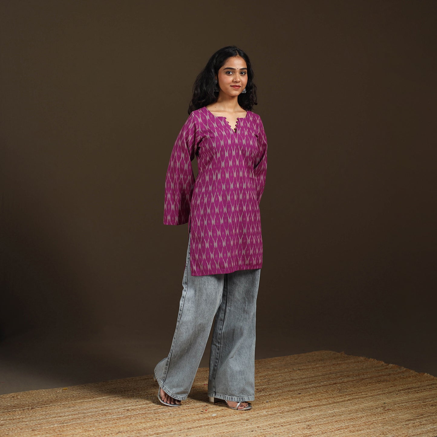 Pochampally Ikat Cotton Short Kurta for Women 62